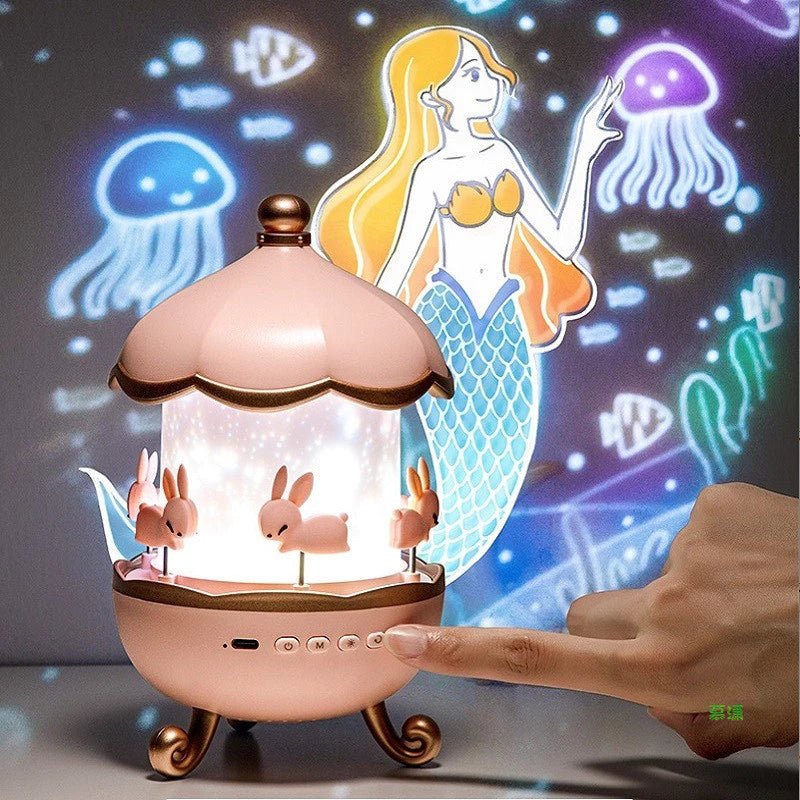 Abajur Projetor Infantil com 12 Discos + Bateria Recarregável – Luz Noturna Educativa e Divertida - Achei na Lojinha