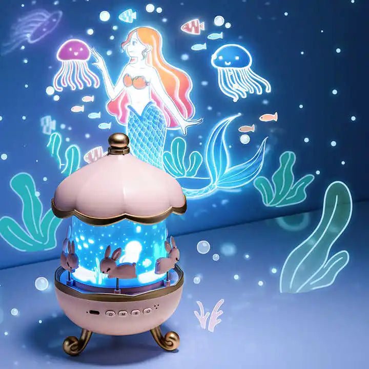 Abajur Projetor Infantil com 12 Discos + Bateria Recarregável – Luz Noturna Educativa e Divertida - Achei na Lojinha