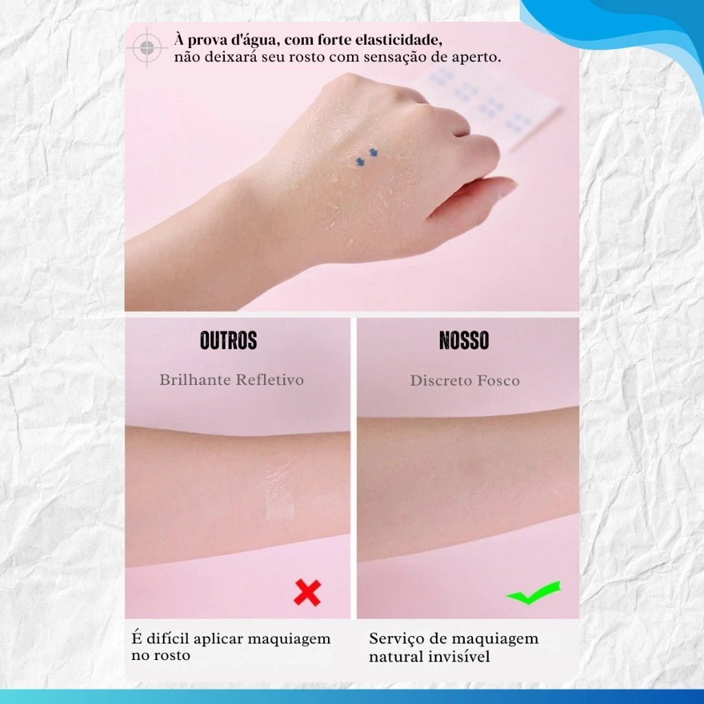 Adesivo Lifting Facial Invisível com 40 Unidades – Efeito Instantâneo Antirrugas e Firmeza no Rosto - Achei na Lojinha