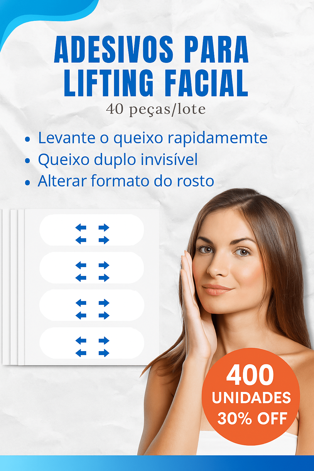 Adesivo Lifting Facial Invisível + E - book Exclusivo “Rotina Antienvelhecimento” - Achei na Lojinha