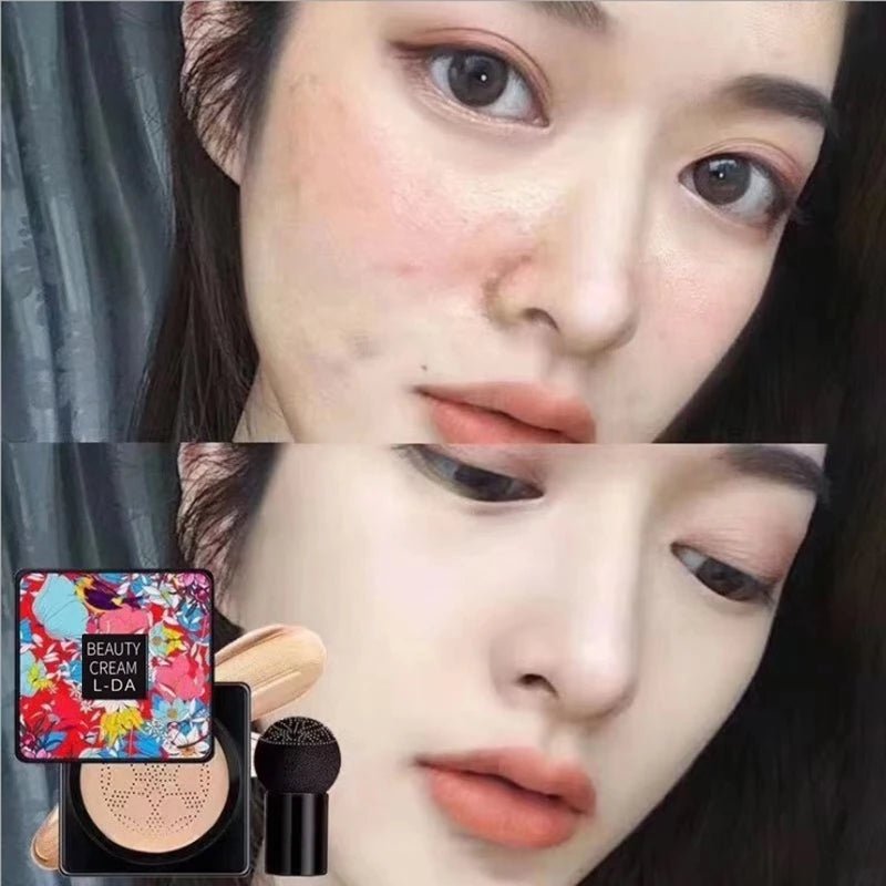 BB Cream com Esponja Cogumelo – Base e Corretivo com Acabamento Natural, Clareador e Longa Duração - Achei na Lojinha