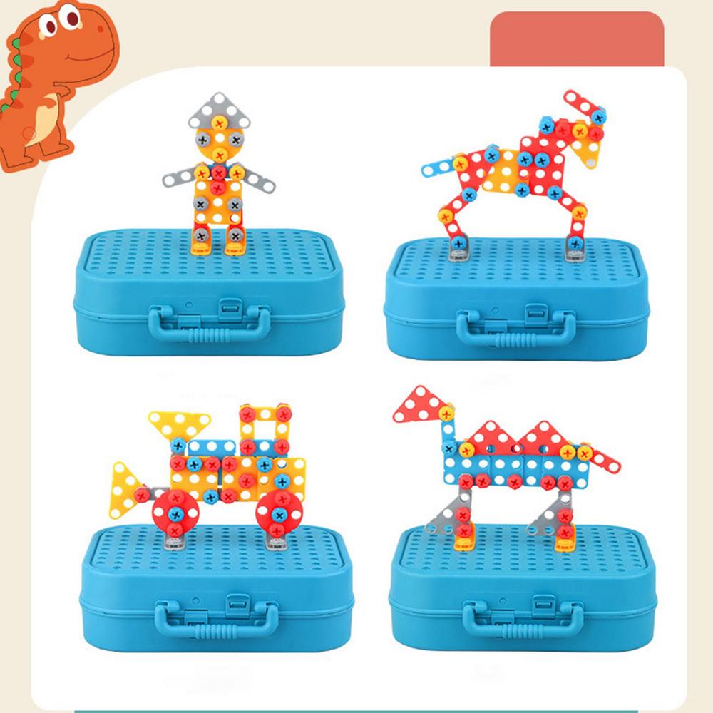 Brinquedo de Montar com Parafusos, Mini Furadeira e Maleta - 211 Peças - Achei na Lojinha