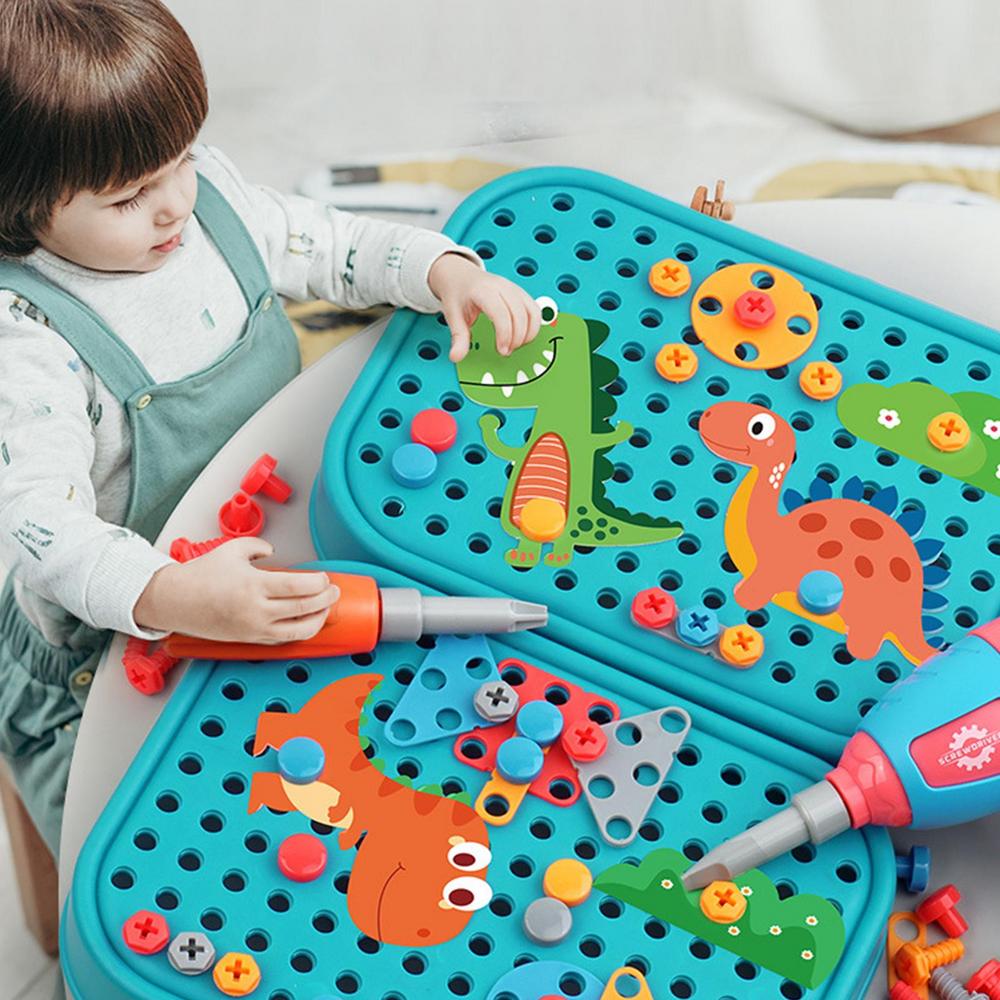 Brinquedo de Montar com Parafusos, Mini Furadeira e Maleta - 211 Peças - Achei na Lojinha