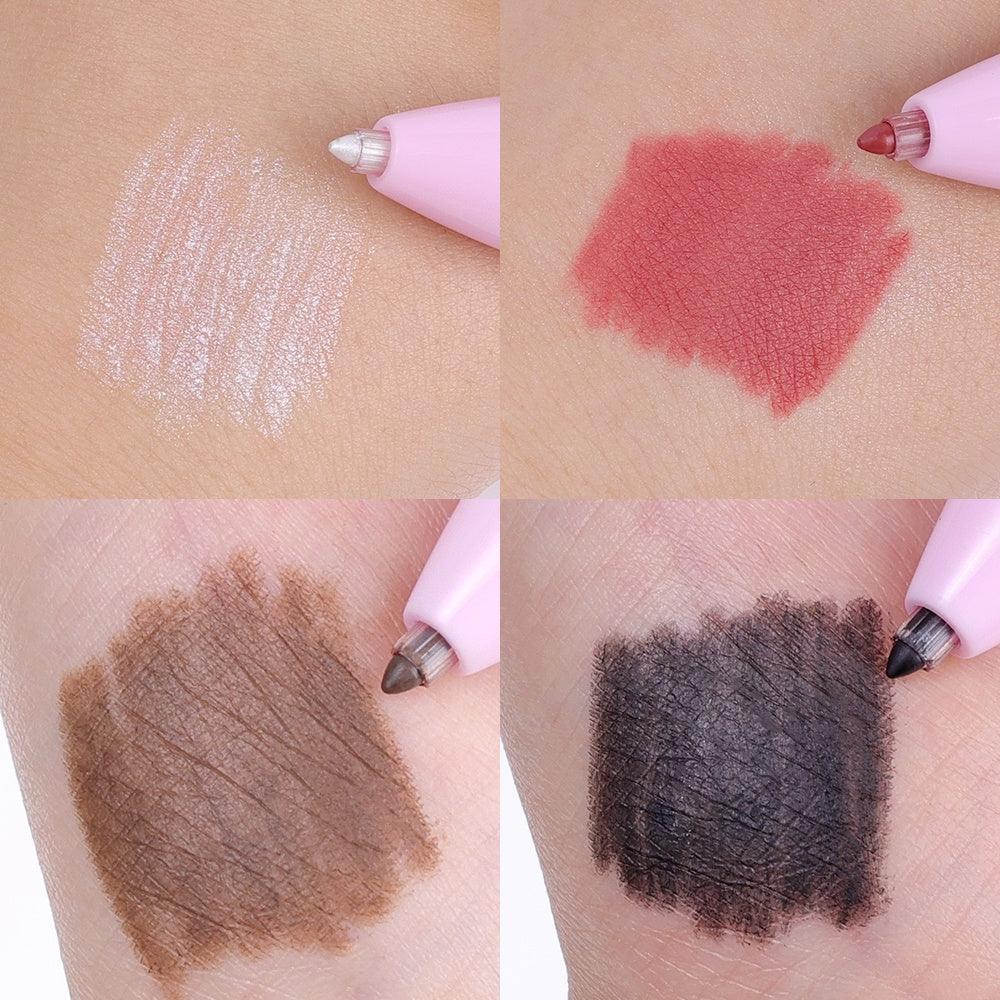 Caneta Maquiadora Multifuncional 4 em 1 à Prova D'Água – Olhos, Lábios, Iluminação e Sobrancelhas em Um Só Produto! - Achei na Lojinha
