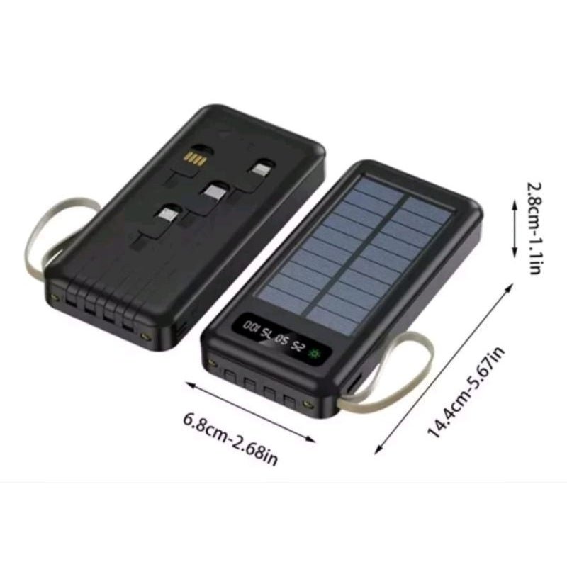 Carregador de Bateria Portátil Power Bank 10000mAh - Carregamento Solar e Elétrico - Achei na Lojinha