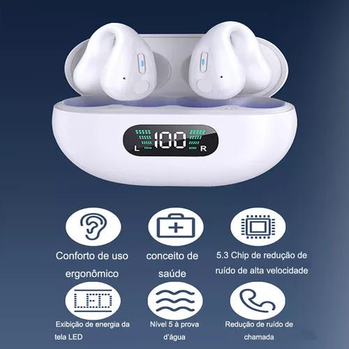 Fone de Ouvido Bluetooth Sem Fio Clipe de Orelha - Achei na Lojinha