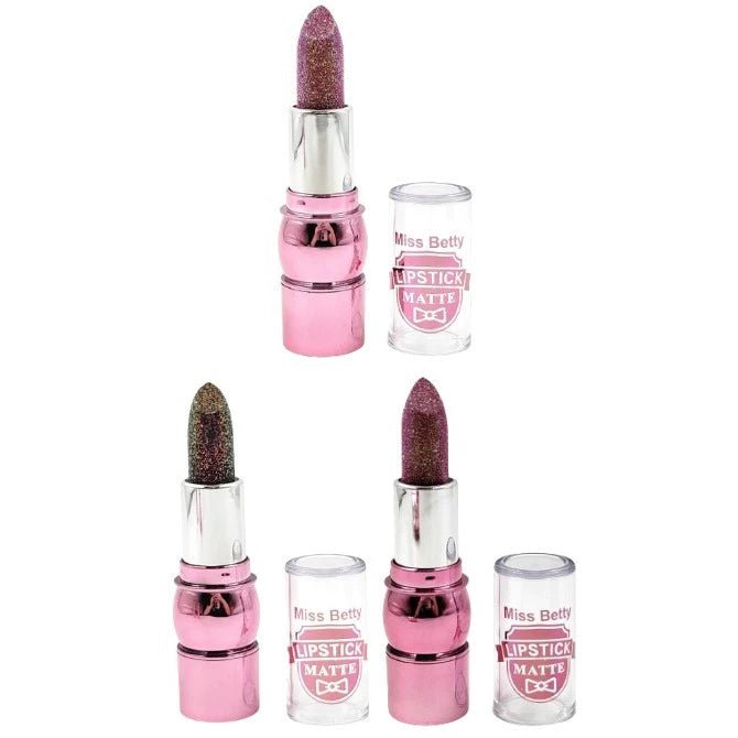 Kit com 3 Batons com Glitter Miss Betty - Achei na Lojinha