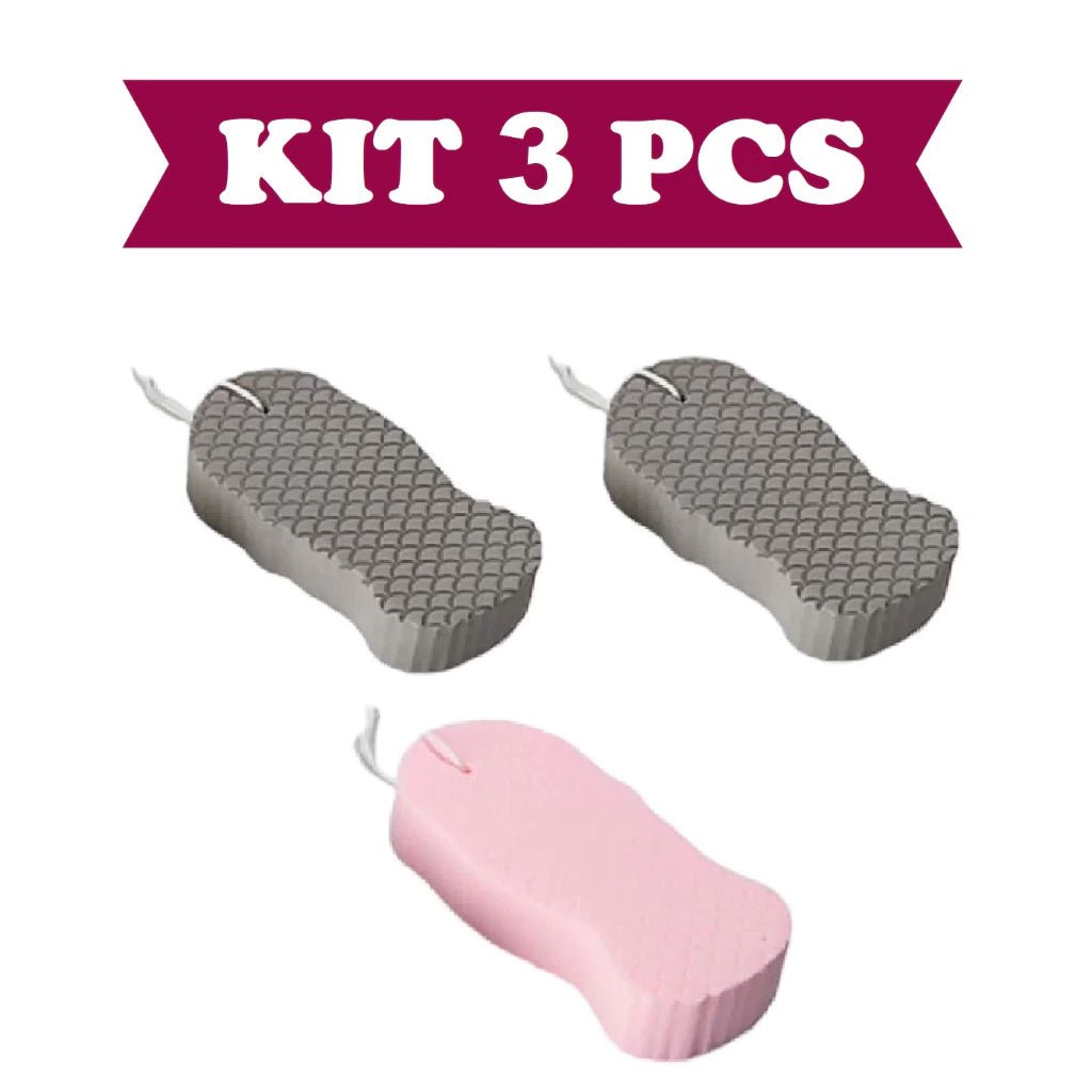 Kit com 3 Esponjas Esfoliantes Macias para Banho – Remoção de Pele Morta e Limpeza Profunda - Achei na Lojinha