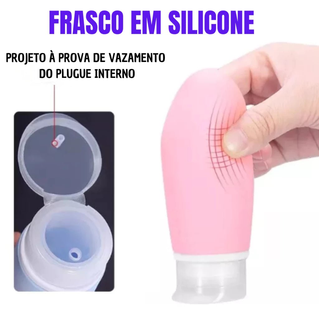 Kit com 3 Frascos de Viagem em Silicone 90ml - Achei na Lojinha