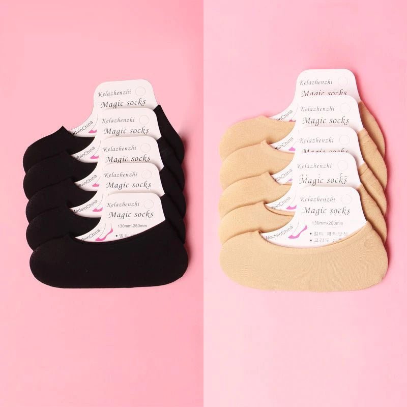 Kit Pares de Meia Sapatilha Invisível Feminina – Respirável com Sola de Silicone Antiderrapante - Achei na Lojinha