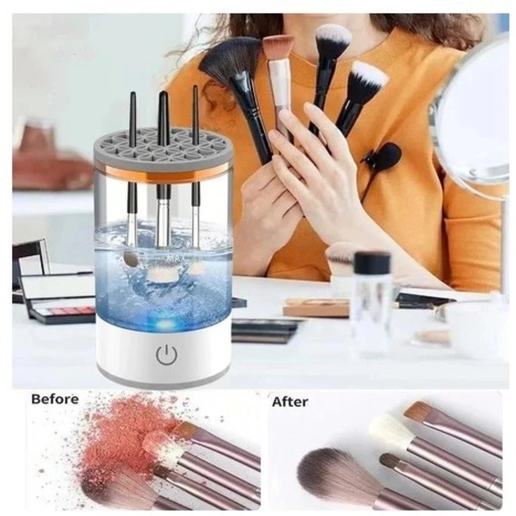 Limpador Elétrico 3 em 1 para Pincéis e Esponjas de Maquiagem – Lava, Seca e Renova em Minutos! - Achei na Lojinha