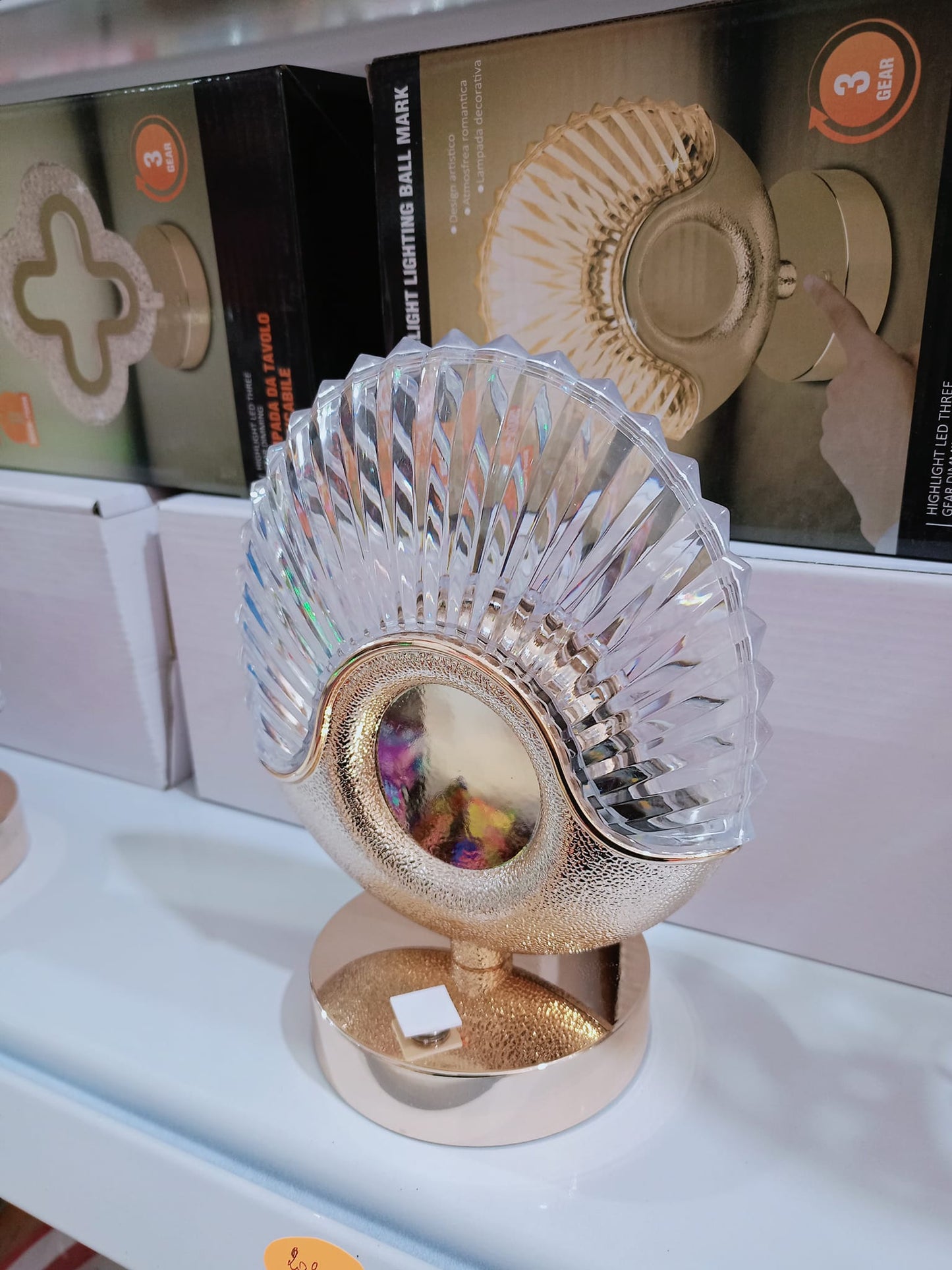 Luminária Cristal LED 3 Cores Dourada - Achei na Lojinha