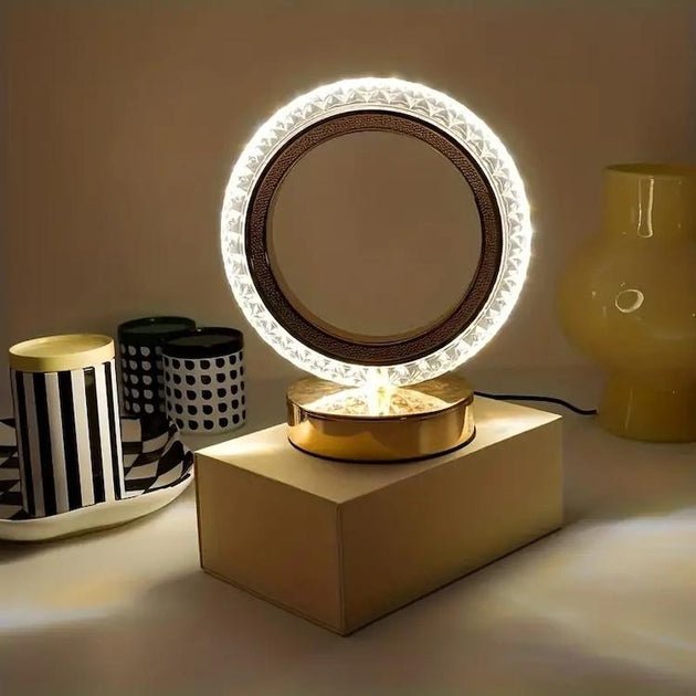 Luminária Cristal LED 3 Cores Dourada - Achei na Lojinha