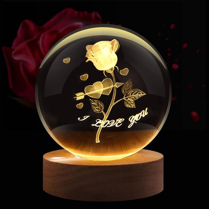 Luminária de Mesa Decorativa Grande - Bola de Cristal 3D - Achei na Lojinha