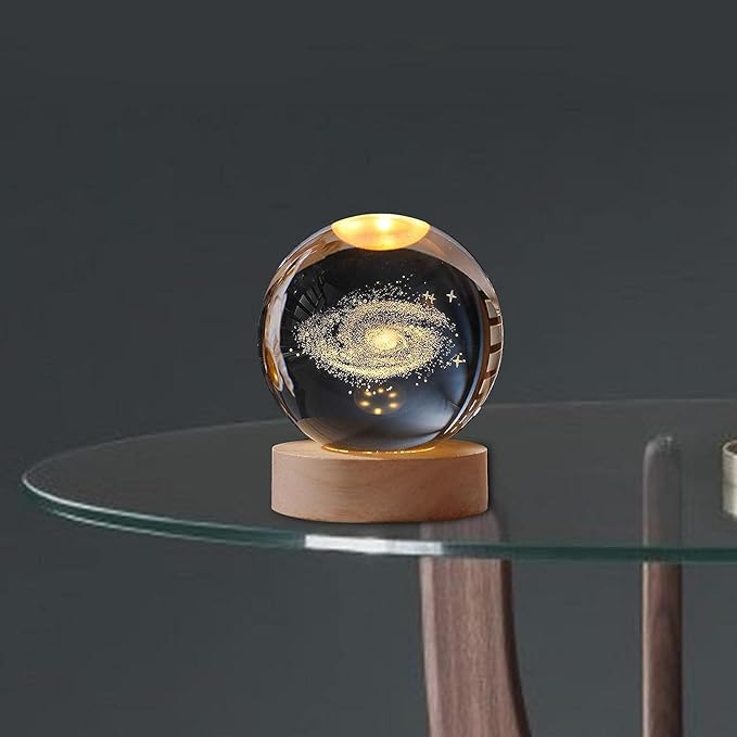 Luminária de Mesa Decorativa Grande - Bola de Cristal 3D - Achei na Lojinha