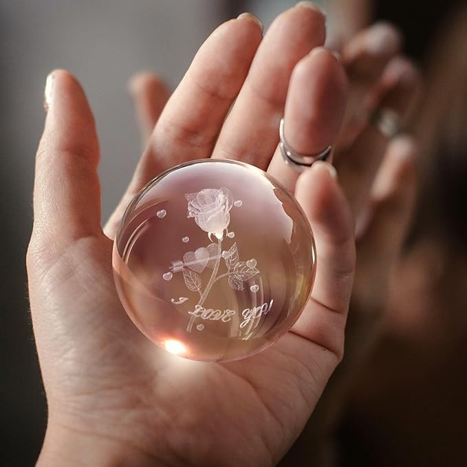 Luminária de Mesa Decorativa Grande - Bola de Cristal 3D - Achei na Lojinha