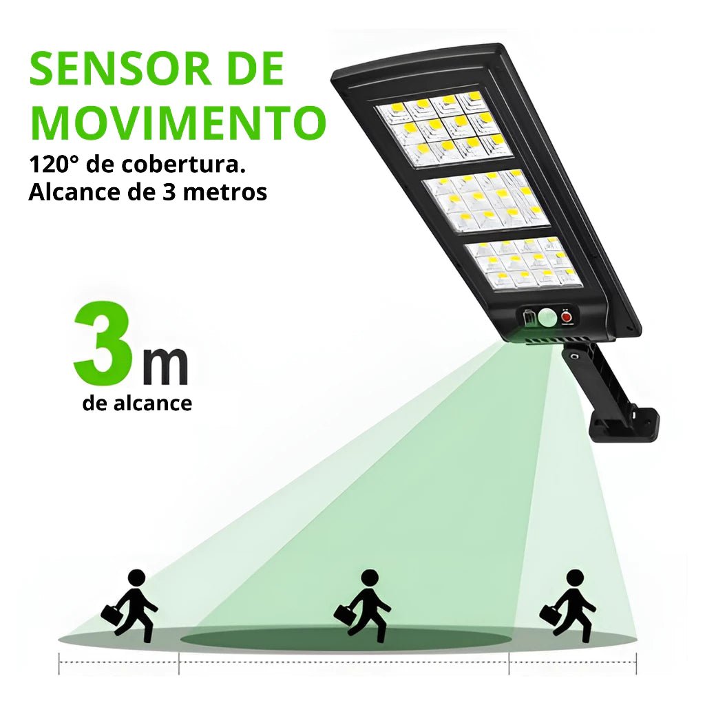 Luminária LED Solar com Sensor de Movimento e Controle Remoto Poste - Achei na Lojinha