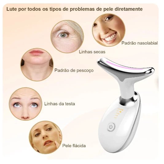 Massageador Facial Rejuvenescedor com Fototerapia Anti - Rugas - Achei na Lojinha