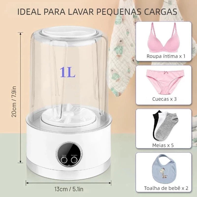 Mini Máquina de Lavar Portátil 1L - Praticidade Compacta para Sua Rotina - Achei na Lojinha