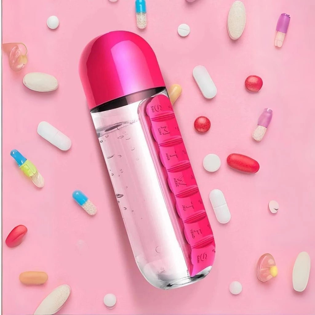 Organizador de Comprimidos 2 em 1 com Frasco de 600ml - Achei na Lojinha