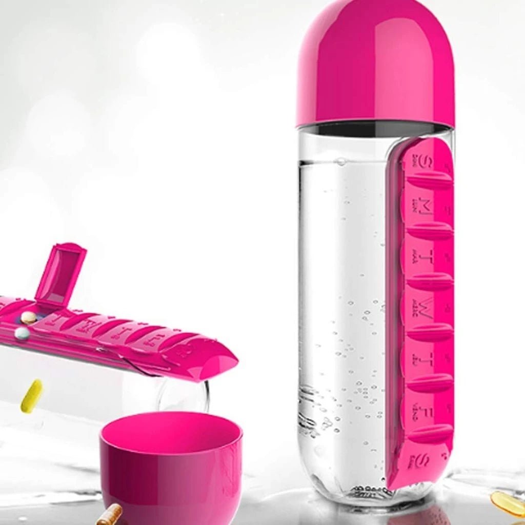 Organizador de Comprimidos 2 em 1 com Frasco de 600ml - Achei na Lojinha