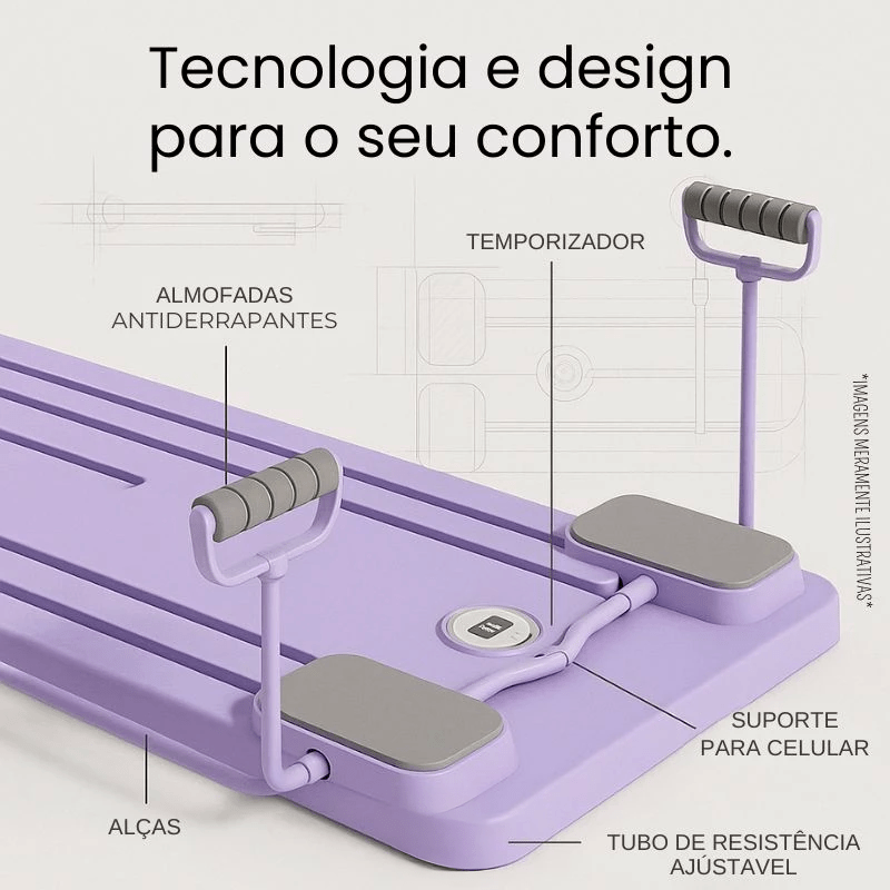 Prancha Extensora Dobrável para Pilates e Abdominais Multifuncional - Achei na Lojinha