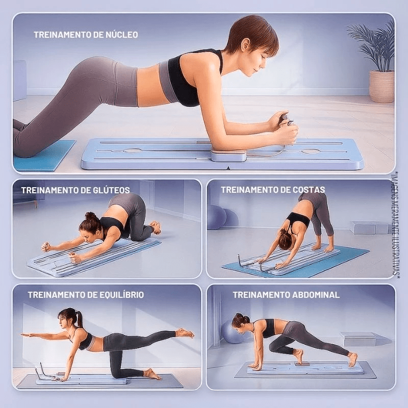 Prancha Extensora Dobrável para Pilates e Abdominais Multifuncional - Achei na Lojinha