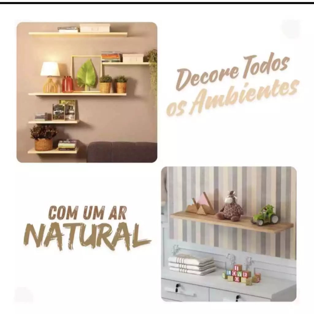 Prateleira Invisível Suspensa de Madeira para Sala e Quarto - Achei na Lojinha
