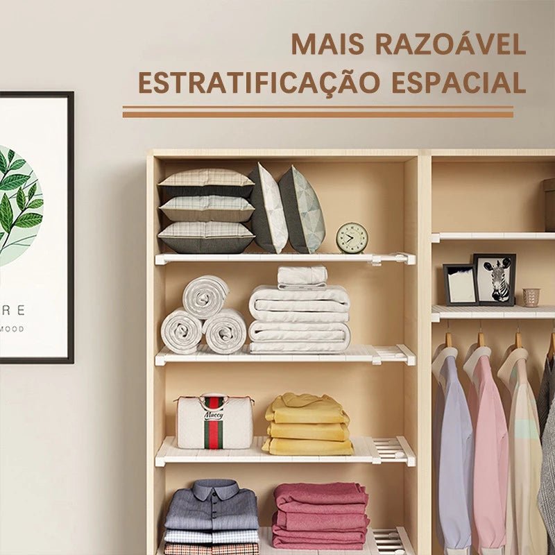 Prateleira Organizadora Retrátil – 53 a 90 cm, Aço Inox Branco, Largura 30cm - Achei na Lojinha