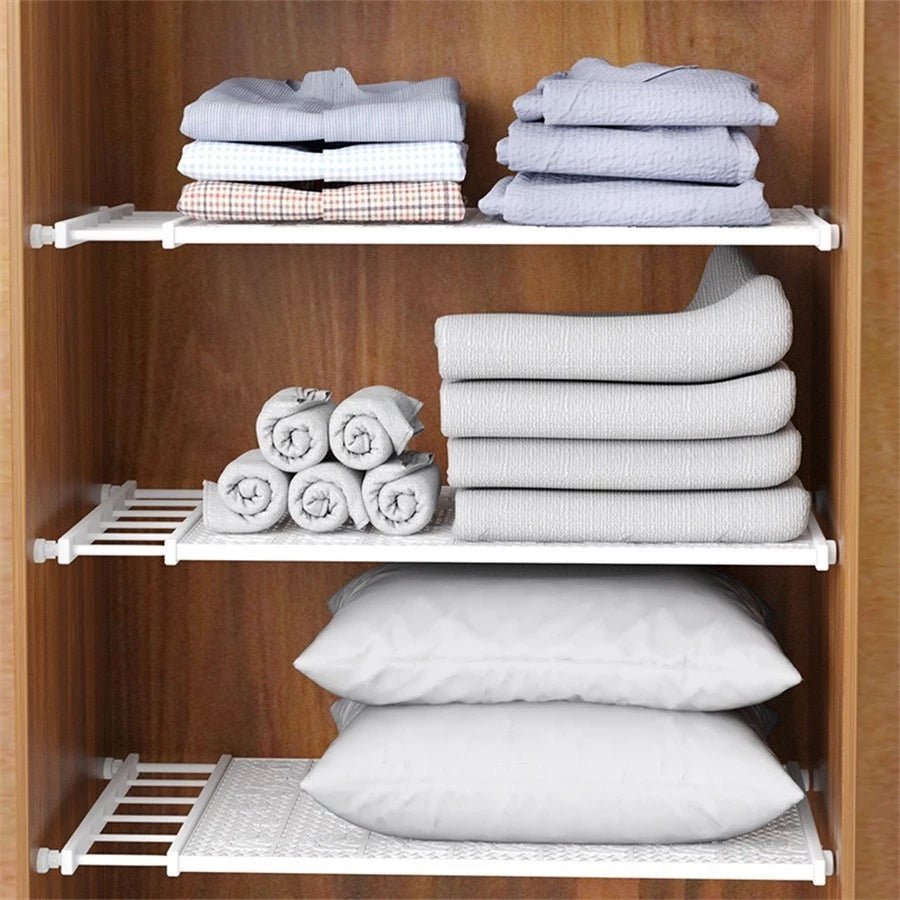 Prateleira Organizadora Retrátil – 53 a 90 cm, Aço Inox Branco, Largura 30cm - Achei na Lojinha