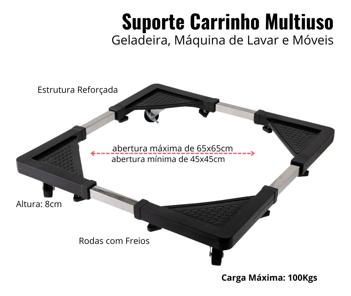 Suporte De Geladeira, Maquina De Lavar ou Fogão Inox Com Rodinhas - Achei na Lojinha