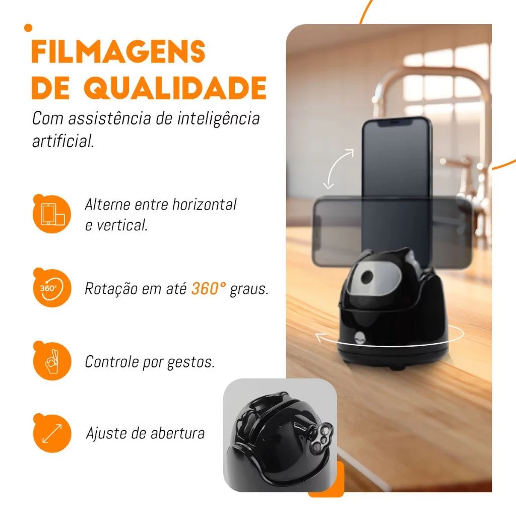 Suporte para Celular com Sensor Facial 360° Gimbal Q5 - Ele Te Acompanha Sozinho! - Achei na Lojinha