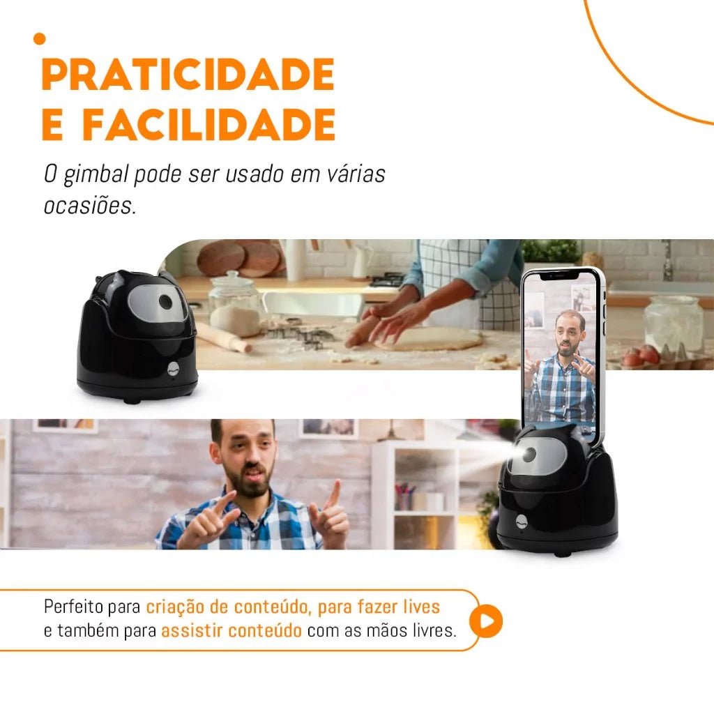 Suporte para Celular com Sensor Facial 360° Gimbal Q5 - Ele Te Acompanha Sozinho! - Achei na Lojinha