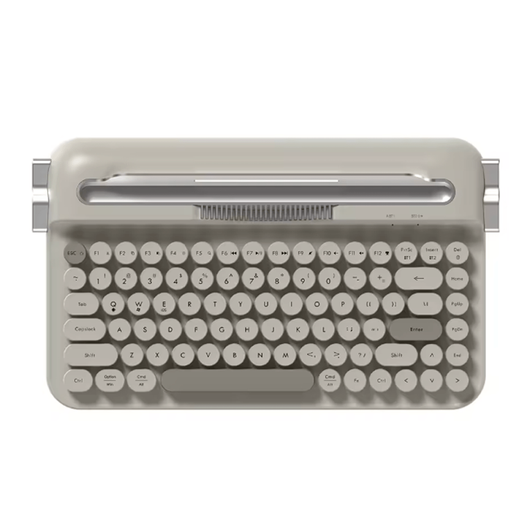 Teclado Bluetooth Dual Connect Recarregável com Suporte - Achei na Lojinha