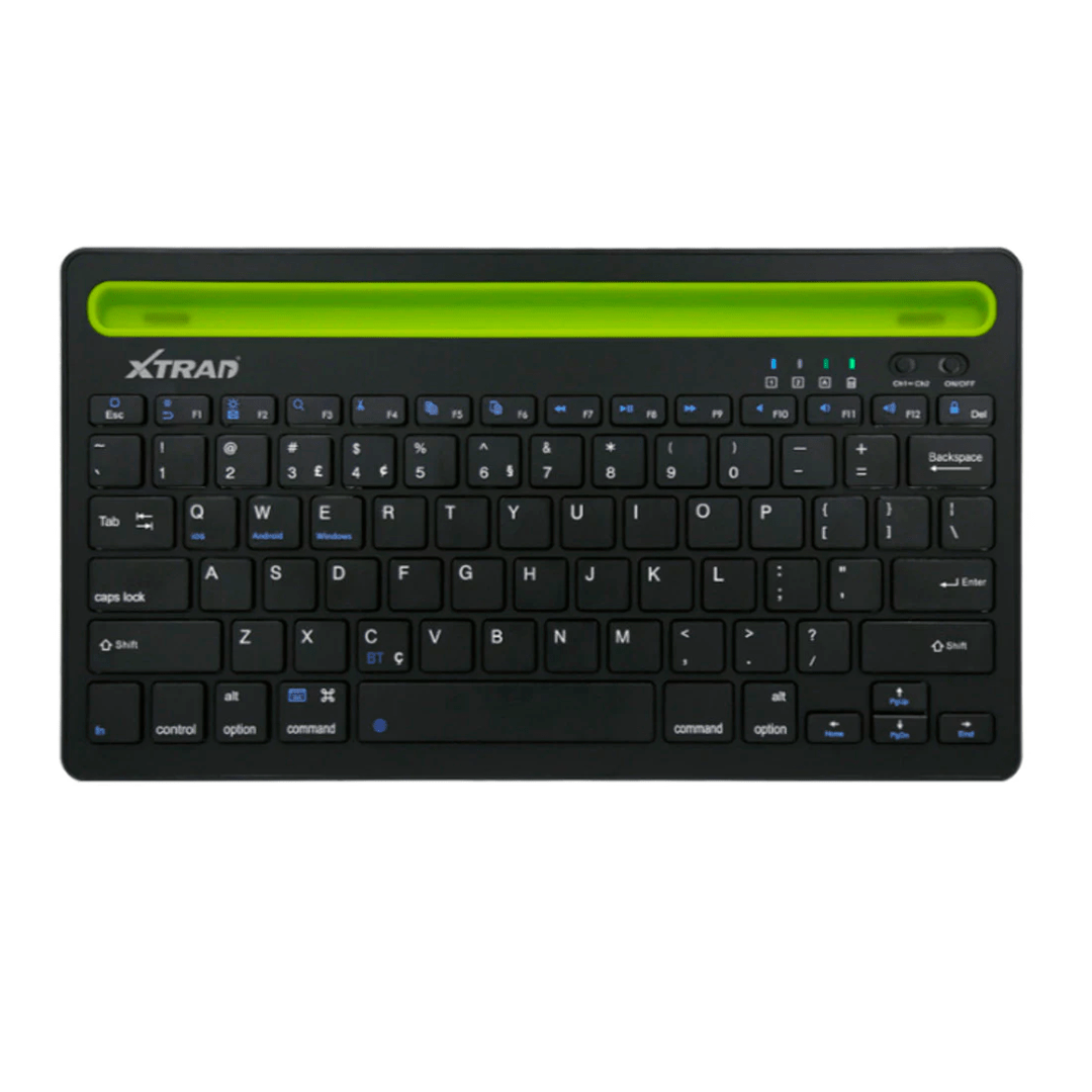 Teclado Bluetooth Dual Connect Recarregável com Suporte - Achei na Lojinha