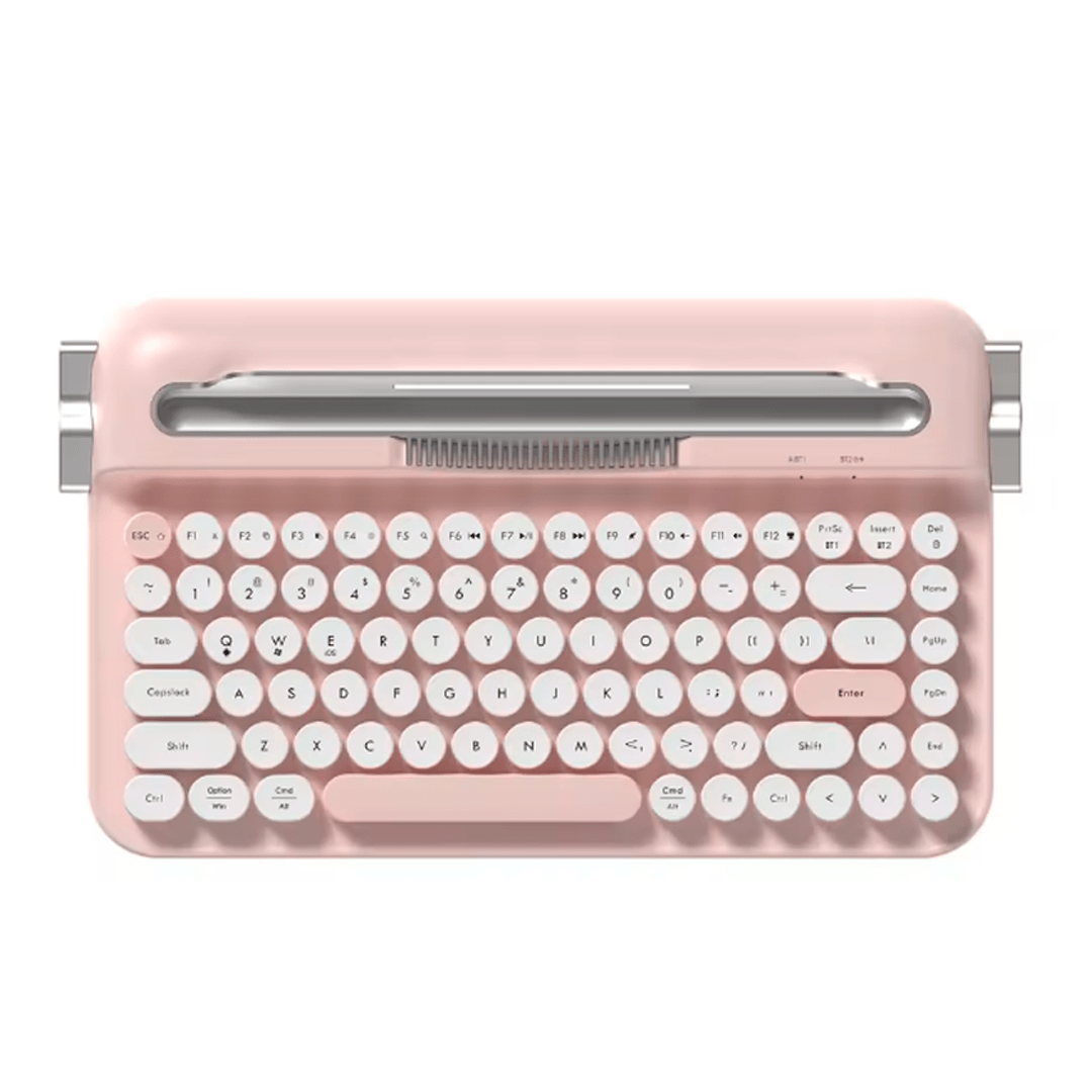 Teclado Bluetooth Dual Connect Recarregável com Suporte - Achei na Lojinha