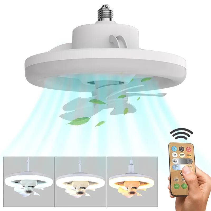 Ventilador de Teto Com Lâmpada Circular LED e Controle Remoto Bivolt - Achei na Lojinha