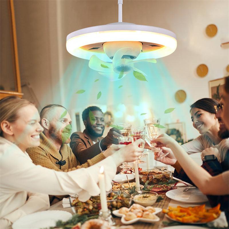 Ventilador de Teto Com Lâmpada Circular LED e Controle Remoto Bivolt - Achei na Lojinha