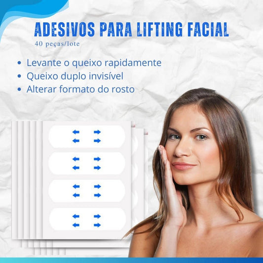 Adesivo Lifting Facial Invisível com 40 Unidades – Efeito Instantâneo Antirrugas e Firmeza no Rosto - Achei na Lojinha
