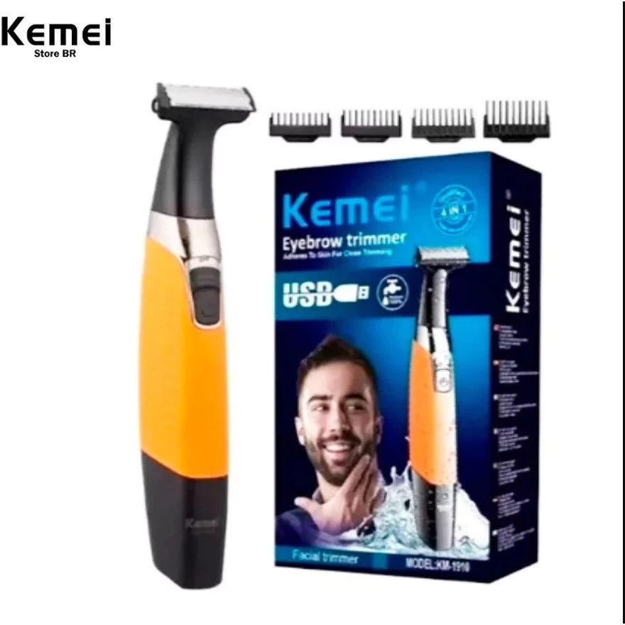 Barbeador e Aparador de Pelos Kemei KM - 1910 Portátil Bivolt – Corte Preciso e Conforto em Qualquer Lugar - Achei na Lojinha