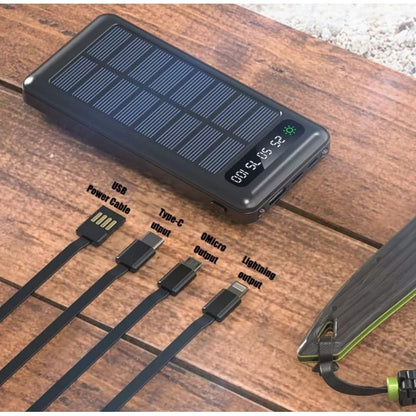 Carregador de Bateria Portátil Power Bank 10000mAh - Carregamento Solar e Elétrico