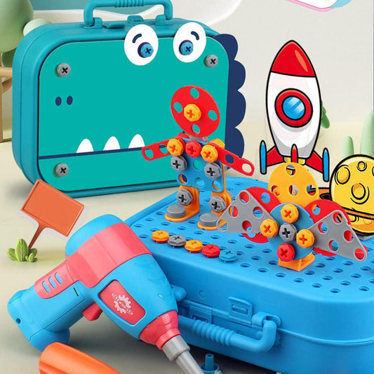 Brinquedo de Montar com Parafusos, Mini Furadeira e Maleta - 211 Peças - Achei na Lojinha