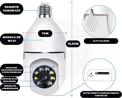 Câmera de Vigilância Inteligente Smart Wi-Fi Bulbo E27 Bivolt - Achei na Lojinha