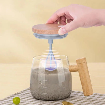 Caneca Auto Agitadora Elétrica 400ml com cabo de madeira - Achei na Lojinha
