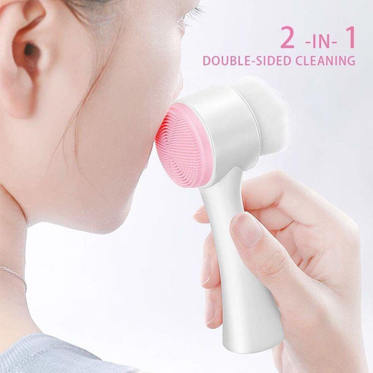 Escova Facial para Esfoliação e Limpeza Dupla Face Skin Care - Achei na Lojinha