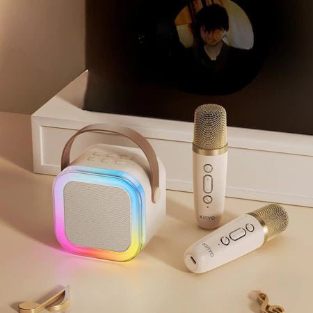 Karaoke Wireless Portátil com Luzes LED RGB - Achei na Lojinha