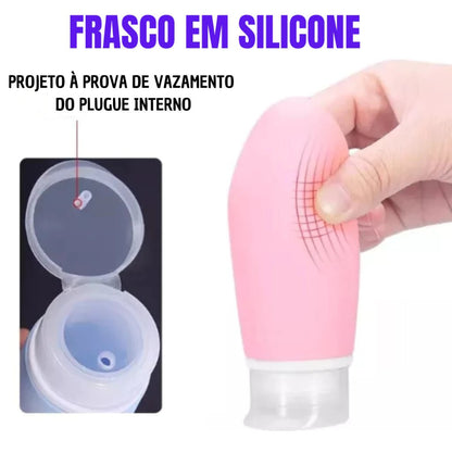 Kit com 3 Frascos de Viagem em Silicone 90ml - Achei na Lojinha