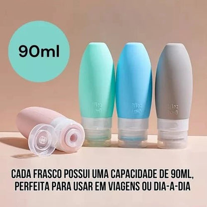 Kit com 3 Frascos de Viagem em Silicone 90ml - Achei na Lojinha
