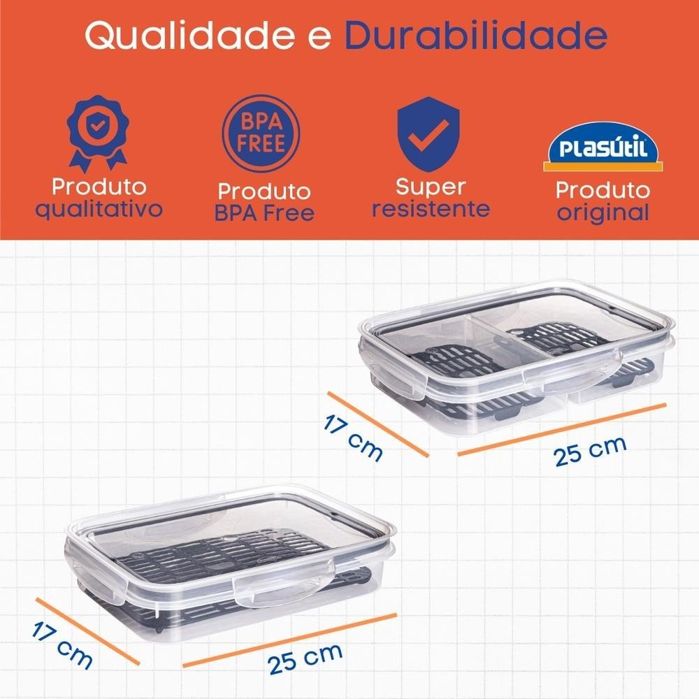 Kit de 5 Potes Herméticos com Trava e Escorredor - Achei na Lojinha