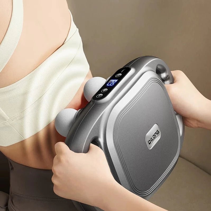 Pistola de Massagem Elétrica com Múltiplas Cabeças - Achei na Lojinha